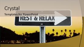  Presentation with rest - Presentation design with yoga theraphy - rest relax direction sign background and a  colored foreground