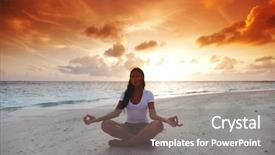  Presentation with lotus - Cool new slides with yoga woman in lotus pose backdrop and a gray colored foreground
