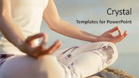  Presentation with yoga - PPT layouts featuring yoga woman meditating outdoors close background and a light gray colored foreground