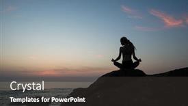  Presentation with lotus - Audience pleasing theme consisting of yoga-woman-silhouette-in-lotus backdrop and a dark gray colored foreground