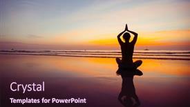  Presentation with ocean - Colorful slide deck enhanced with yoga-woman-silhouette-practicing backdrop and a wine colored foreground