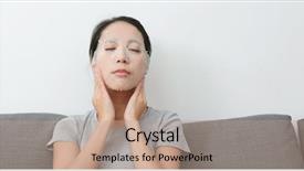  Presentation with face mask - Theme with yoghourt - asian woman apply paper mask background and a  colored foreground