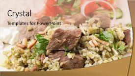  Presentation with texas cattle beef - Beautiful slides featuring yoghourt - beef cooked with onion backdrop and a coral colored foreground