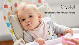  Presentation with baby food - Amazing PPT theme having yoghourt - food feeding and childhood concept backdrop and a  colored foreground