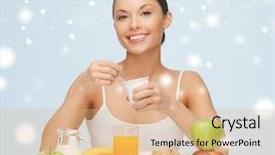  Presentation with healthy nutrition - PPT layouts having yoghourt - food nutrition slimming diet concept background and a coral colored foreground