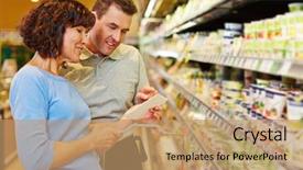  Presentation with elderly care helping hands - Slides having yoghourt - smiling salesman helping elderly woman background and a  colored foreground