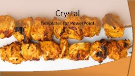  Presentation with kebab - Audience pleasing theme consisting of yoghourt - tandoori chicken tikka on kebab backdrop and a gold colored foreground