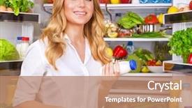  Presentation with refrigerator - Audience pleasing slide set consisting of yoghourt - woman chosen milk in opened backdrop and a coral colored foreground