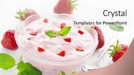 Presentation with yogurt - Audience pleasing theme consisting of yoghurt - bowl with fresh strawberry yogurt backdrop and a sky blue colored foreground