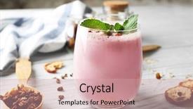  Presentation with dry fruits - Colorful slides enhanced with yoghurt - healthy and tasty breakfast backdrop and a coral colored foreground