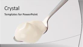  Presentation with yogurt - Slide set consisting of yoghurt - spoonful of smooth plain yogurt background and a white colored foreground