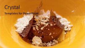  Presentation with chocolate ice cream - Slide set enhanced with yoghurt frozen in liquid nitrogen background and a gold colored foreground