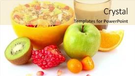  Presentation with white milk - Amazing PPT theme having yoghurt muesli milk and fruits backdrop and a  colored foreground