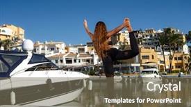  Presentation with warrior woman - Beautiful presentation theme featuring awana - beautiful sporty fit yogini woman backdrop and a violet colored foreground