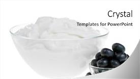  Presentation with yogurt - Theme featuring yogurt bowl and blueberries on white background background and a white colored foreground
