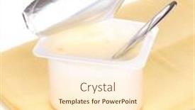  Presentation with yogurt - PPT theme consisting of yogurt-isolated-on-white background and a cream colored foreground