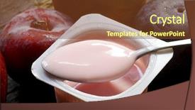  Presentation with fruit yogurt - Slide deck enhanced with yogurt milk - commercial fruit yoghurt background and a tawny brown colored foreground
