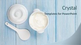  Presentation with cream - Cool new theme with yogurt milk - sour cream in a bowl backdrop and a sky blue colored foreground