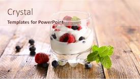 Presentation with yogurt - Presentation theme having yogurt-with-berries-fruits-blueberry background and a lemonade colored foreground