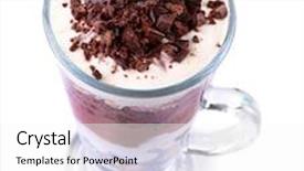  Presentation with muesli - Slide set having yogurt with chocolate cream chopped chocolate and muesli served in glass jar isolated on white background and a white colored foreground