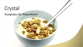  Presentation with yogurt - Presentation theme having yogurt with crunchy breakfast cereals background and a white colored foreground