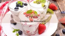  Presentation with fruit yogurt - PPT theme having yogurt with fruit background and a coral colored foreground