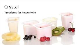 Presentation with yogurt - Beautiful theme featuring yogurt with fruits and berries isolated on white backdrop and a white colored foreground