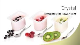  Presentation with yogurt - Amazing slide set having yogurt with fruits and berries isolated on white backdrop and a white colored foreground