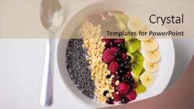  Presentation with healthy eating - Beautiful theme featuring yogurt with fruits and seed backdrop and a coral colored foreground