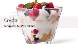  Presentation with muesli - Amazing PPT layouts having yogurt with muesli and berries on white background backdrop and a light gray colored foreground