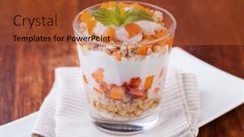  Presentation with muesli - Beautiful slides featuring yogurt with muesli and berries on a wooden table backdrop and a red colored foreground