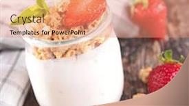  Presentation with muesli - Presentation theme consisting of yogurt with muesli and berry background and a coral colored foreground