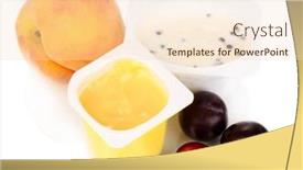  Presentation with yogurt - Beautiful slide deck featuring yogurt with peach and plums isolated on white backdrop and a lemonade colored foreground