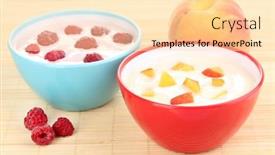  Presentation with yogurt - Beautiful theme featuring yogurt-with-peaches-and-raspberries backdrop and a lemonade colored foreground