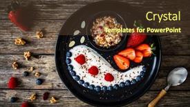  Presentation with muesli - Presentation theme enhanced with yogurt-with-strawberries-blueberries-raspberries background and a tawny brown colored foreground