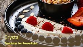  Presentation with muesli - Presentation theme with yogurt-with-strawberries-blueberries-raspberries background and a tawny brown colored foreground