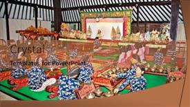  Presentation with wayang - Presentation consisting of yogyakarta-indonesia-january-4-wayang background and a coral colored foreground