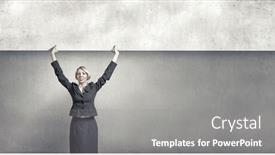  Presentation with blank - Presentation theme having yoiung-pretty-woman-holding-blank background and a gray colored foreground