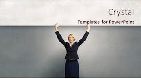  Presentation with blank - Presentation theme featuring yoiung-pretty-woman-holding-blank background and a sky blue colored foreground