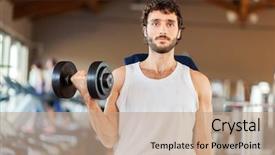  Presentation with lifting weights - Slides with yoke - man lifting weights background and a coral colored foreground