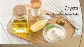  Presentation with mayonnaise - PPT theme consisting of ingredients and the sauce itself background and a lemonade colored foreground