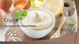  Presentation with mayonnaise - Slide deck with salted egg - natural mayonnaise ingredients background and a lemonade colored foreground