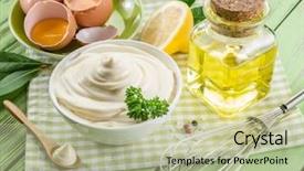  Presentation with mayonnaise - Slide deck enhanced with natural mayonnaise ingredients background and a mint green colored foreground
