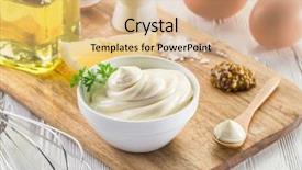  Presentation with mayonnaise - PPT theme with natural mayonnaise ingredients background and a coral colored foreground