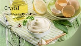  Presentation with natural ingredients - Audience pleasing presentation design consisting of ingredients and the sauce itself backdrop and a yellow colored foreground