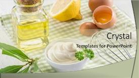  Presentation with natural ingredients - PPT layouts with natural mayonnaise ingredients background and a soft green colored foreground