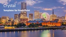  Presentation with city japan - Presentation having yokohama-japan-city-skyline background and a teal colored foreground