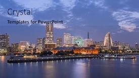  Presentation with city japan - Presentation theme with yokohama-japan-city-skyline background and a light blue colored foreground