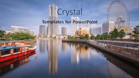 Presentation with japan and india - Slide set with yokohama-japan-cityscape-at-minato background and a light blue colored foreground