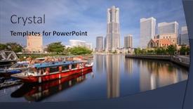  Presentation with japan tech - PPT layouts featuring yokohama-japan-cityscape-at-minato background and a light blue colored foreground